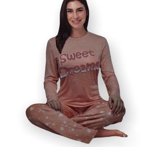 NWT plush pink pajama set pants and long sleeve top